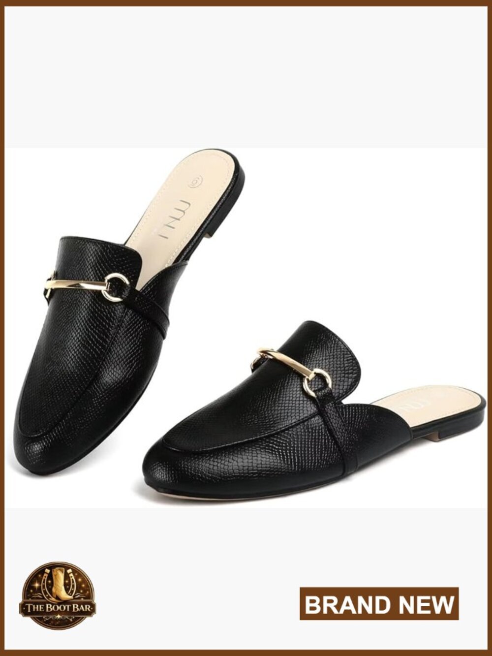 Gold Buckle Mules Memory Foam Loafers Slip On Flats Work Shoes Pointed Toe